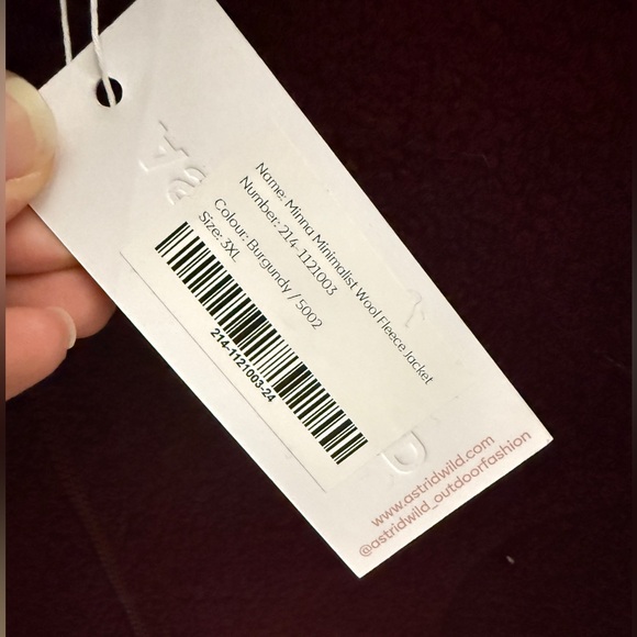 Minna Minimalist Wool Fleece Jacket Burgundy - 3XL - Picture 3 of 5